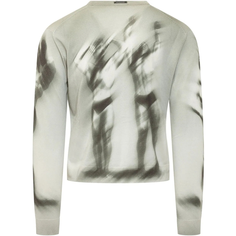 Versace Pull Cardigan con Bottoni e Stampa grau(Image 2)