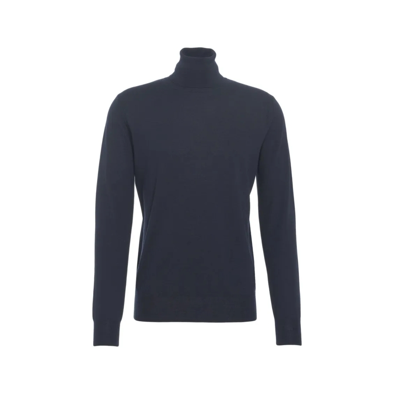 Paolo Pecora Pullover Blue Turtleneck Sweater With Ribbed Finishing Black