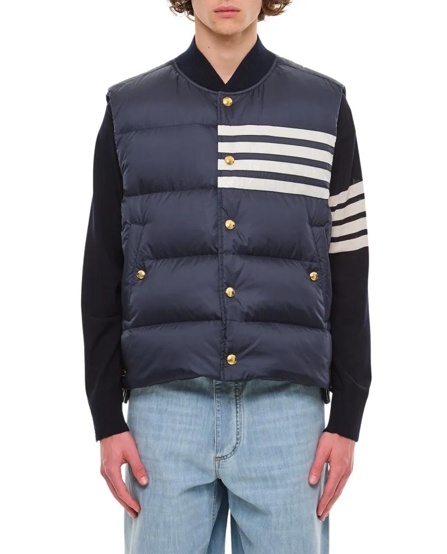 Thom Browne - 4 Bar Snap Front Vest - Größe 3 - blau