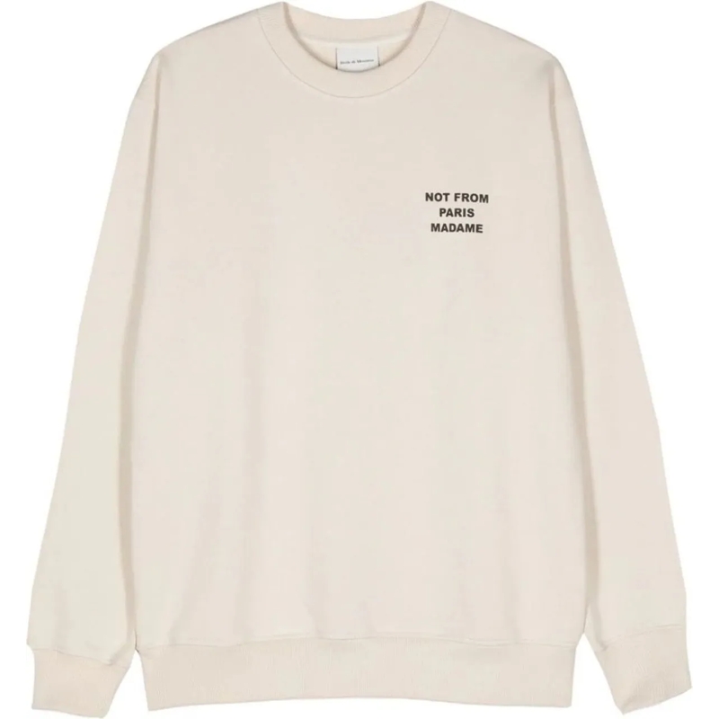 Drôle De Monsieur  Mastic French Terry Sweatshirt With Embroidered De Neutrals