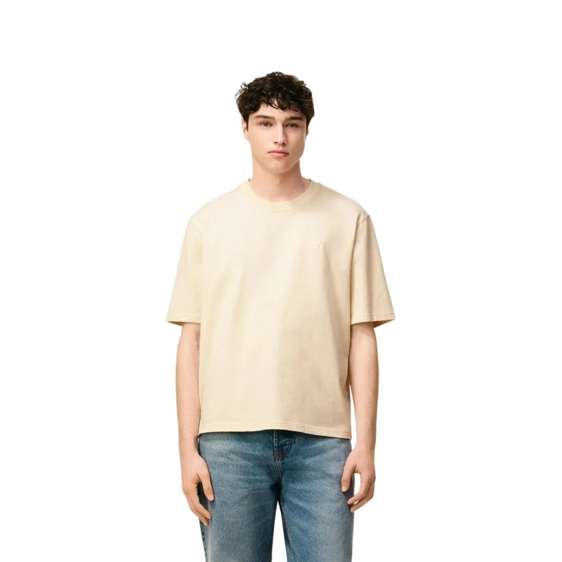 AMI Paris T-shirt Short-Sleeve T-Shirt With Tonal Embossed Heart Neutrals