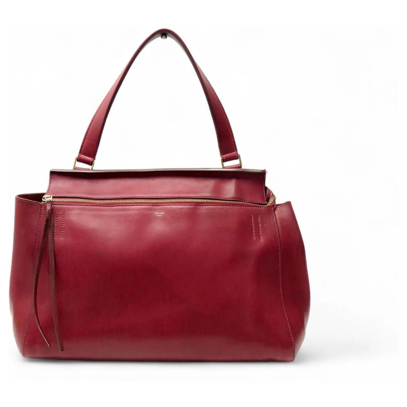 Celine Schultertasche VINTAGE CELINE EDGE BURGUNDER LEDER HANDTASCHE rot