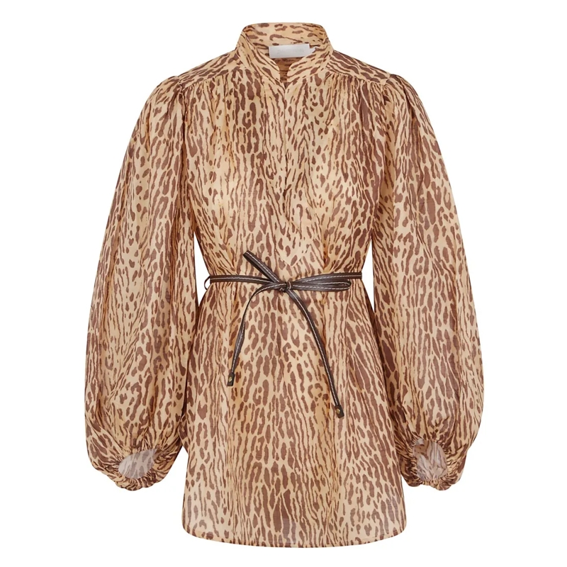 Zimmermann Tunika/Kaftan Cascadian Tunic With Deep V-Neckline Brown