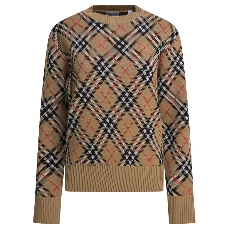 Burberry Trui Wool Blend Crew Neck Sweater Brown