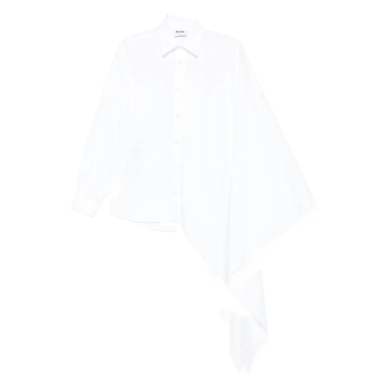 Moschino Hemd Asymmetric White Cotton Blend Top White
