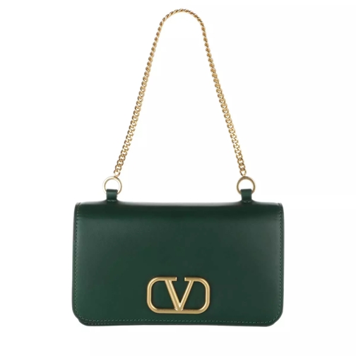Valentino Garavani Medium Pouch Leather English Green Aftonväska med spänne