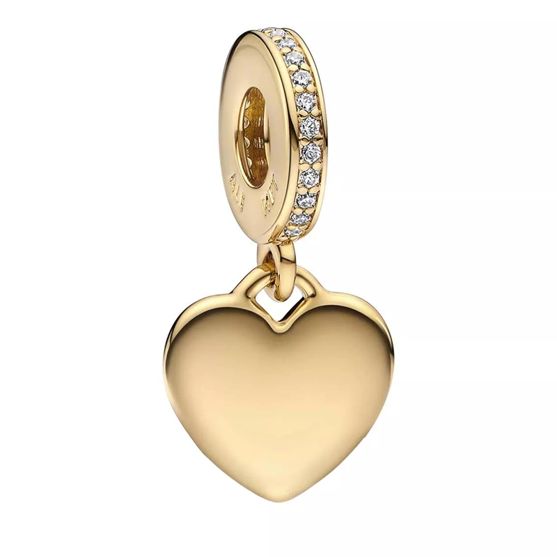 Pandora Pendant Engravable 14k gold-plated dangle with clear cubic zirconia Gold