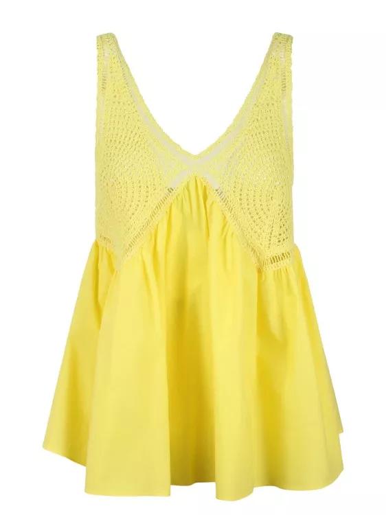 Thumbnail - P.A.R.O.S.H. - Crochet Embroidery Top - Größe XS - yellow