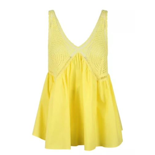 P.A.R.O.S.H. Crochet Embroidery Top Yellow 