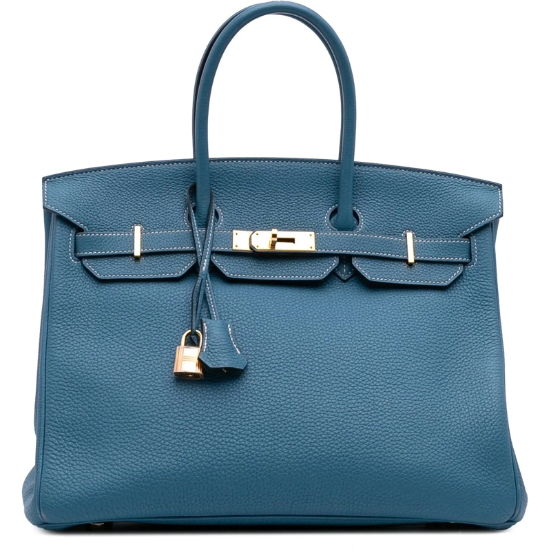Hermès Tote Togo Birkin Retourne 35 blau