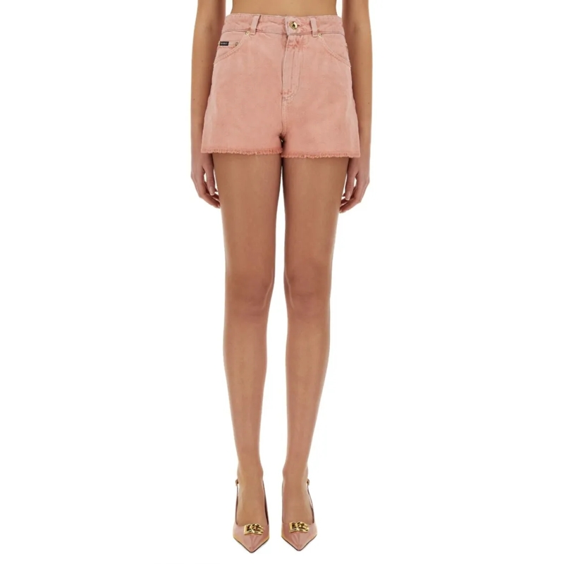 Dolce&Gabbana Short décontracté High-Waisted Denim Shorts Pink