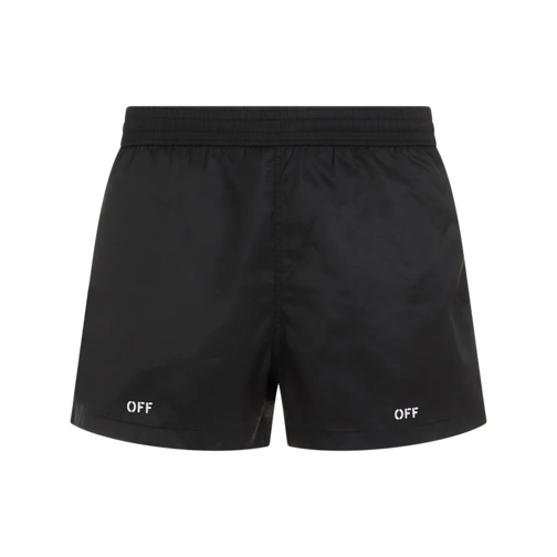 Off-White  Stamp Black White Polyester Swim Shorts Black