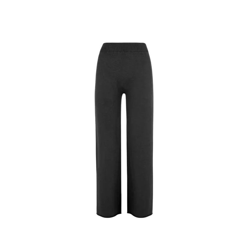 Armani Exchange  Wide-Leg Trousers In Soft Melange Knit Fabric Black