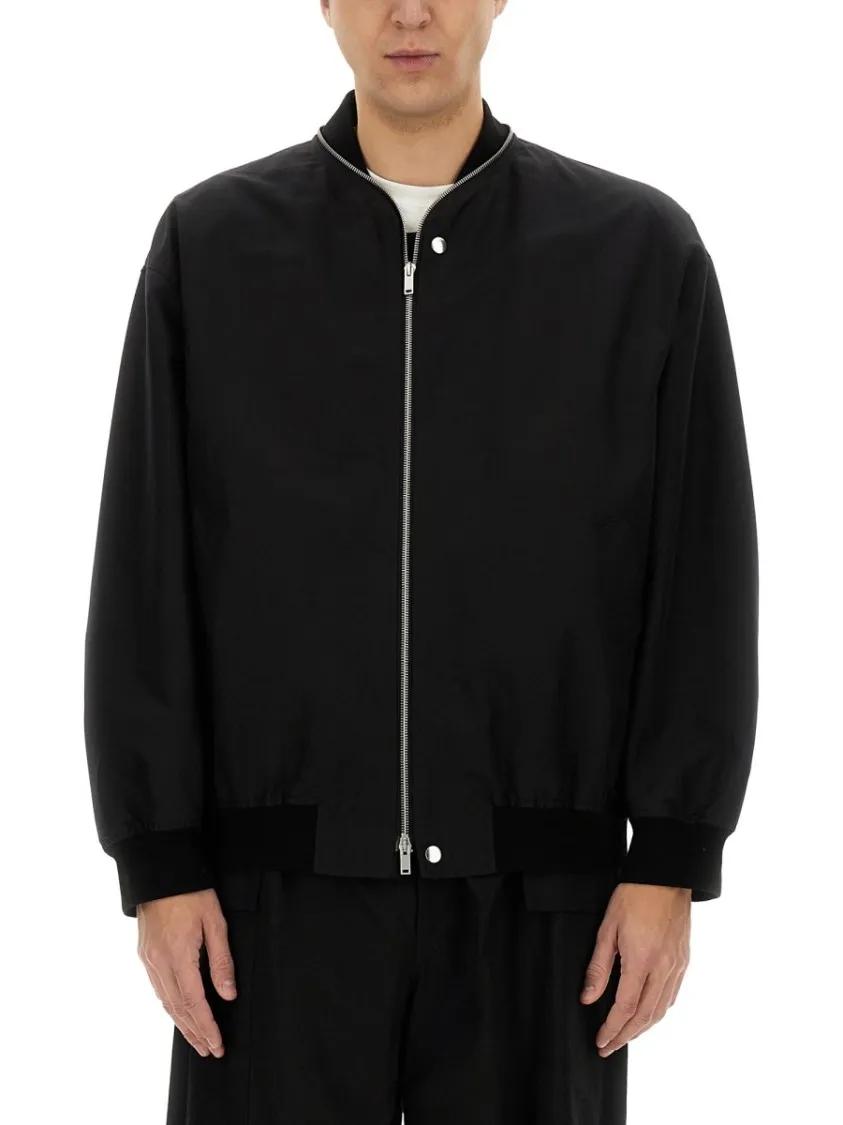 Thumbnail - Jil Sander - Oversized Cotton Bomber Jacket With Ribbed Cuffs - Größe 48 - schwarz