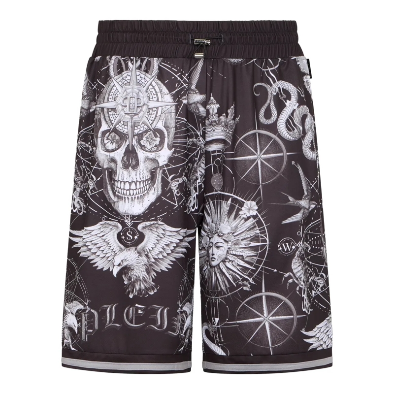 Philipp Plein Shorts Mesh Basketball Shorts Tattoo schwarz
