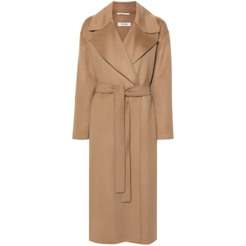 Max Mara Übergangsmäntel Brown Virgin Wool Felted Coat Brown