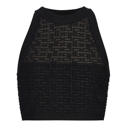 Balmain 4G Halterneck Knit Black Top Black Topp