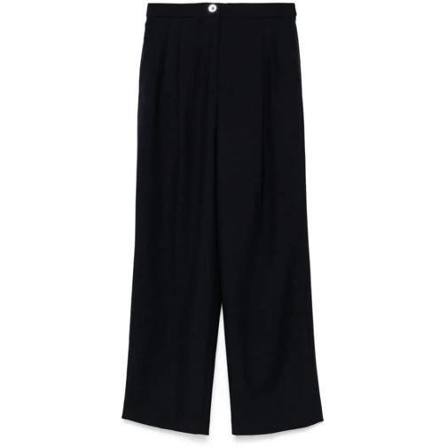 AMI Paris  Navy Pleated Trousers Black