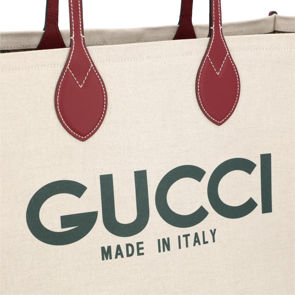 Gucci Shoppers & Totes Large Tote Bag With Print Green in beige