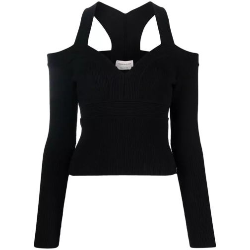 Alexander McQueen Top Exposed Shoulders Black Black 