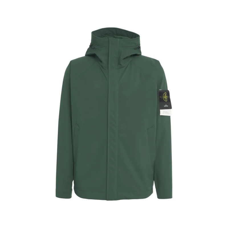 Stone Island  Technical Green Jacket With Integrated Hood Green