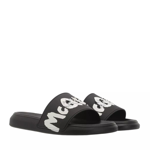 Alexander McQueen Beach Sandal Slides Rubber Black/White Slip-in skor