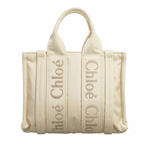Chloé Woody Tote Bag Ivory Rymlig shoppingväska