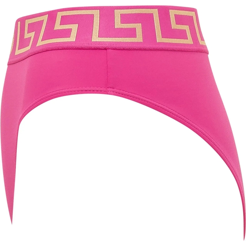 Versace  Slip Mare con Fascia Alta e Motivo Geometrico rose(Image 3)