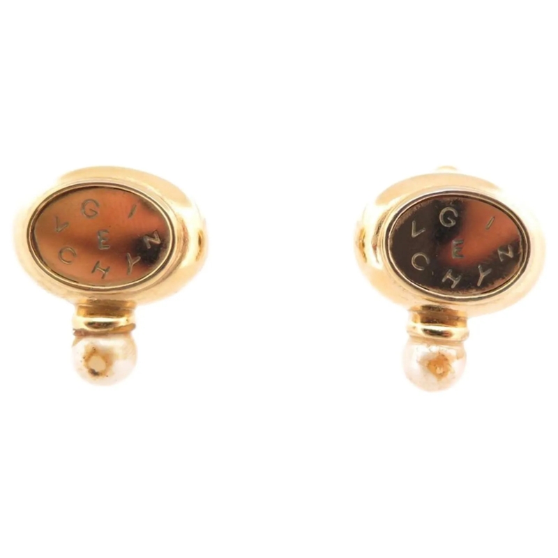 Givenchy Ohrstecker VINTAGE OHRRINGE GIVENCHY LOGO UND PERLEN IN GOLD  gold