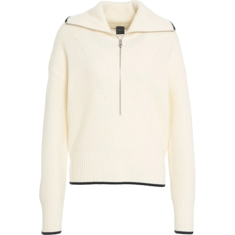 Pinko  Knit sweater with zipper 'Folegandros' weiß