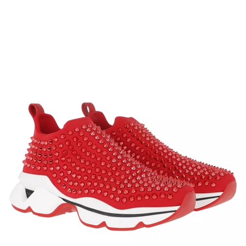 Christian Louboutin Spike Sock Donna Neoprene Sneakers Red Slip-On Sneaker