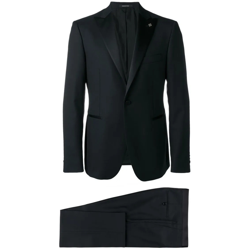Tagliatore Anzugkombination Tailored Black Virgin Wool Suit Set Black