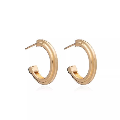 Rachel Jackson London Art Deco Stepped Hoops Earrings Yellow Gold Créole