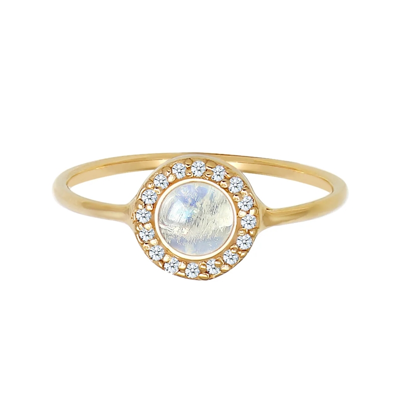 Elli Ring Ring Verlobung Mondstein Diamant (0,08 ct) 585 Gel gold(Image 2)