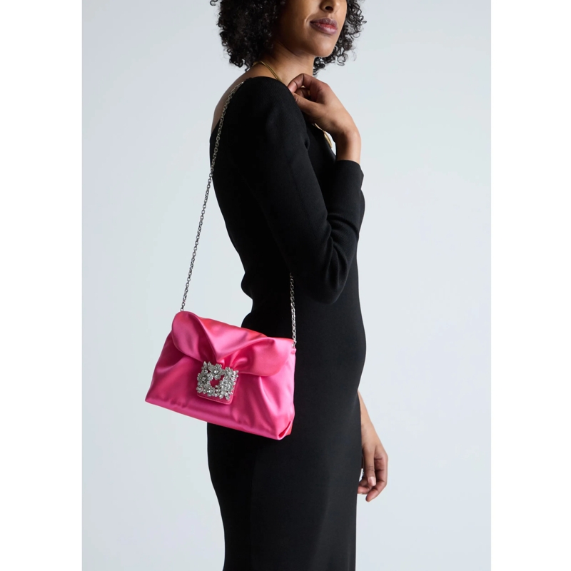 Roger Vivier Crossbody Bag Bouquet Strass Drape Mini Bag Rosetto Chiaro(Image 2)