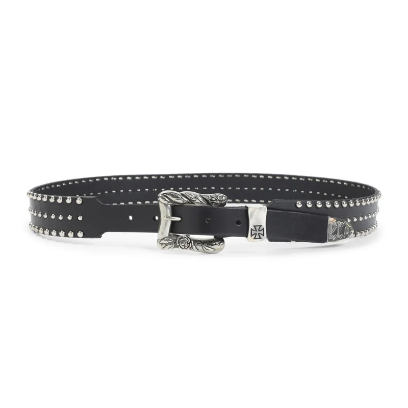 ENFANTS RICHES DÉPRIMÉS Riem Black Leather Belt With Stud Accents And Decorativ Black
