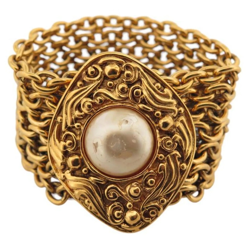 Chanel Armband VINTAGE CHANEL ARMBAND 1990 KETTENMANCHETTE 17 CM  gold