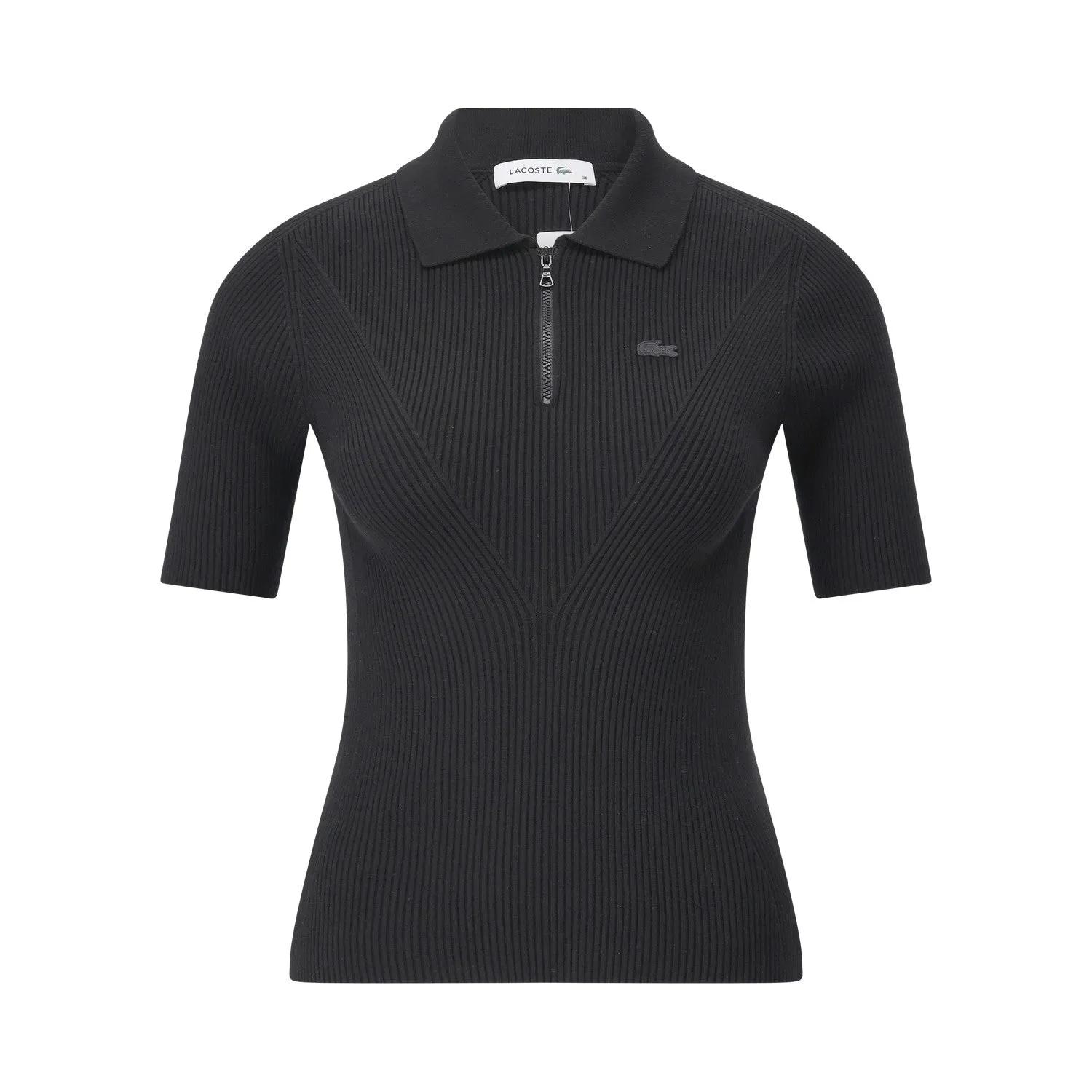 Thumbnail - Lacoste - Geripptes Poloshirt - Größe 38 - schwarz