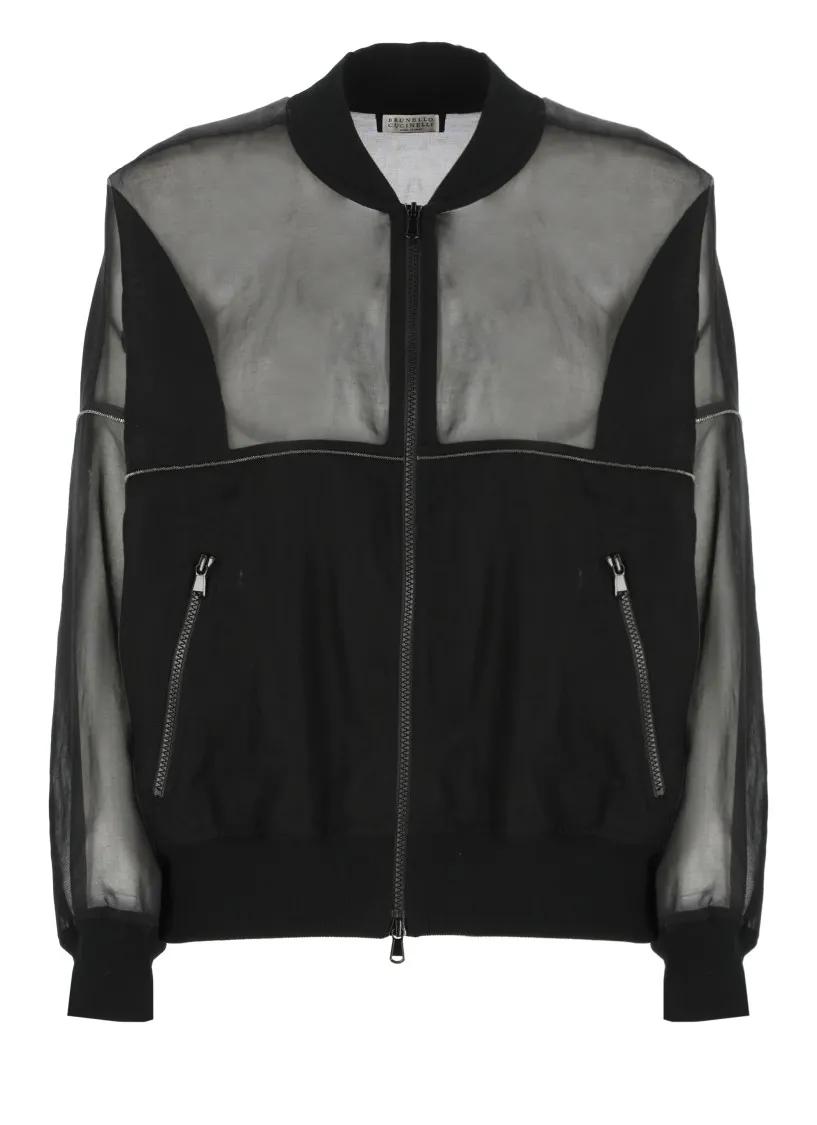 Thumbnail - Brunello Cucinelli - Black Cotton Bomber Jacket - Größe 42 - schwarz