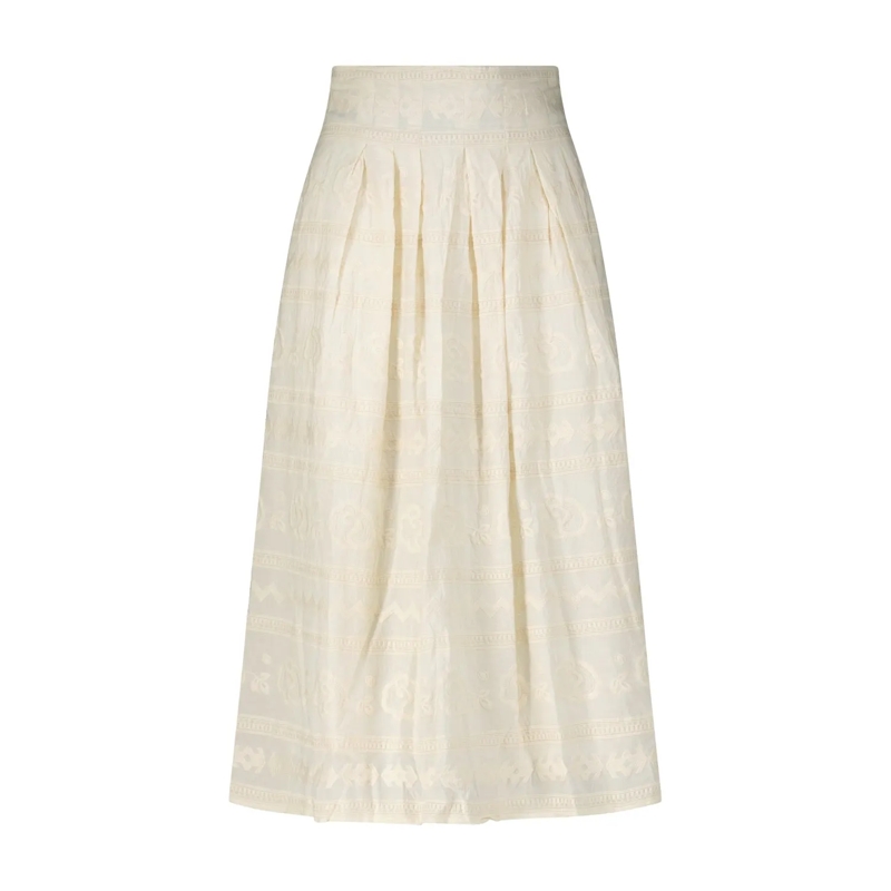 STELLA FOREST Jupe midi Midirock Laure mit Stickmuster Creme