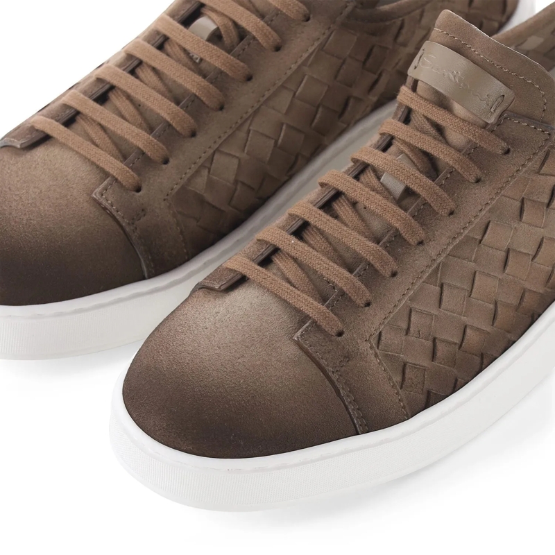 Santoni Schnürschuhe Sneakers aus geflochtenem Leder braun(Image 4)