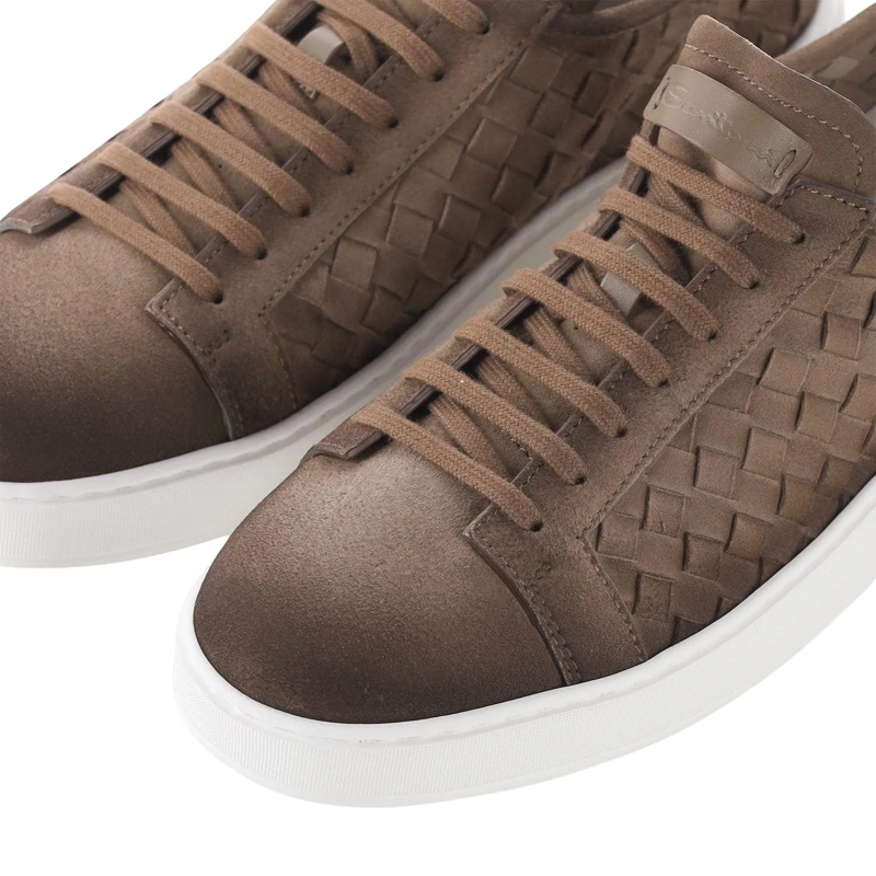 Santoni Chaussures à lacets Sneakers aus geflochtenem Leder braun(Image 4)