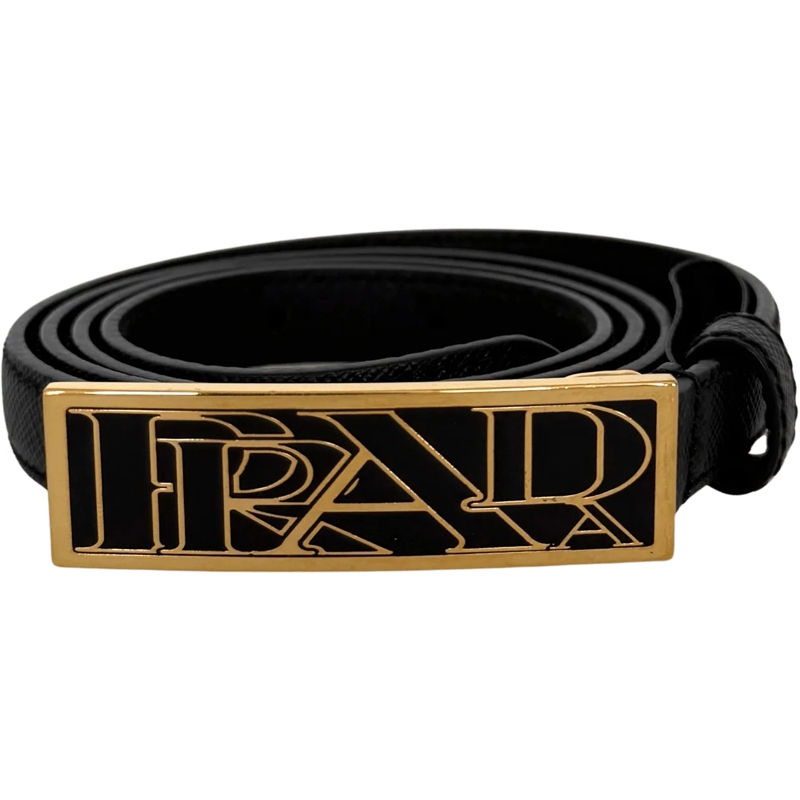 Prada Ledergürtel Prada belt, black with gold Prada buckle, 80cm / v rose