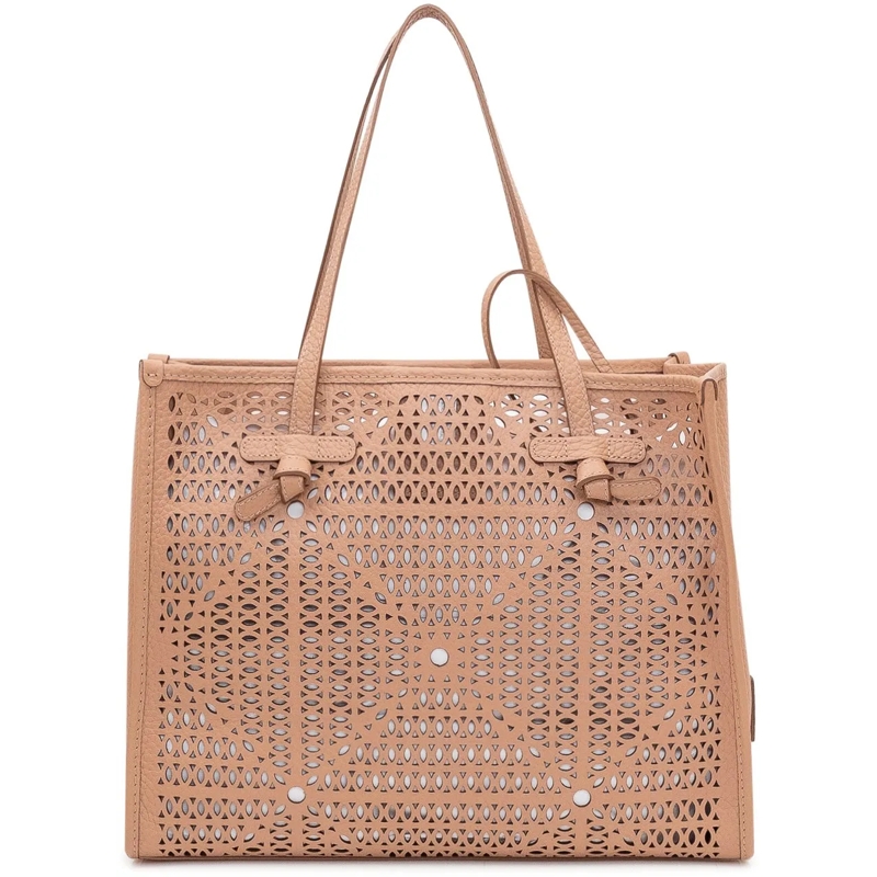 Gianni Chiarini Shopper Borsa Marcella Traforata con Doppi Manici beige(Image 3)