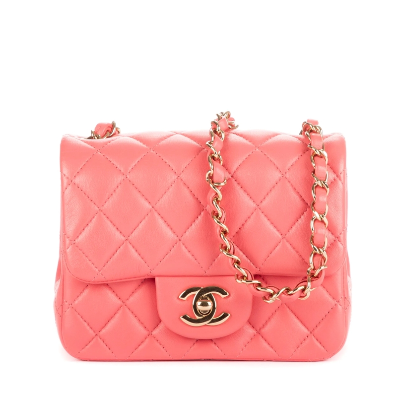Chanel Crossbody Bag Mini Square Classic Single Flap pink