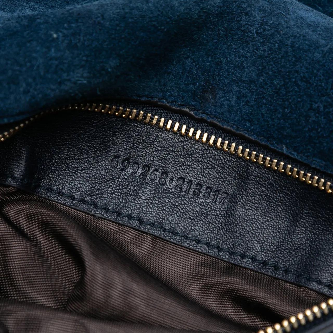 Thumbnail - Gucci Hobo Bags - Small Suede Blondie Chain Satchel - Gr. unisize - in Blau - für Damen