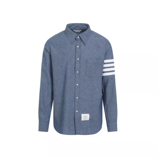 Thom Browne Blue Cotton Straight Fit Shirt Blue 