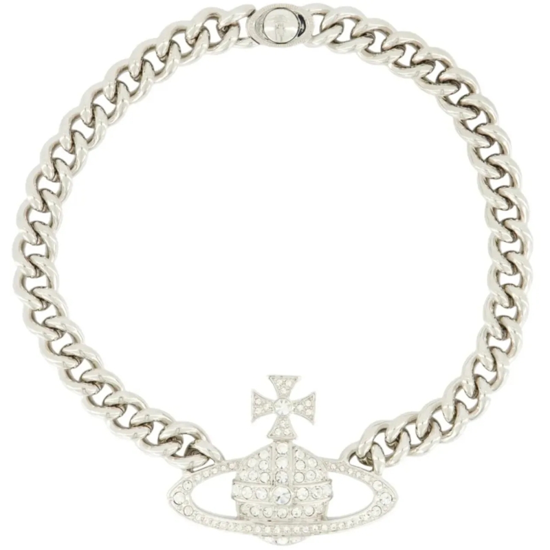 Vivienne Westwood Collier moyen Neysa Chain Necklace Platinum White weiß