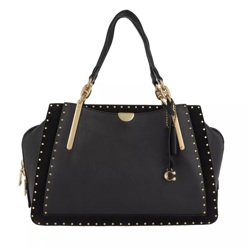 Coach Border Rivets Mixed Leather Dreamer 36 Black Tote