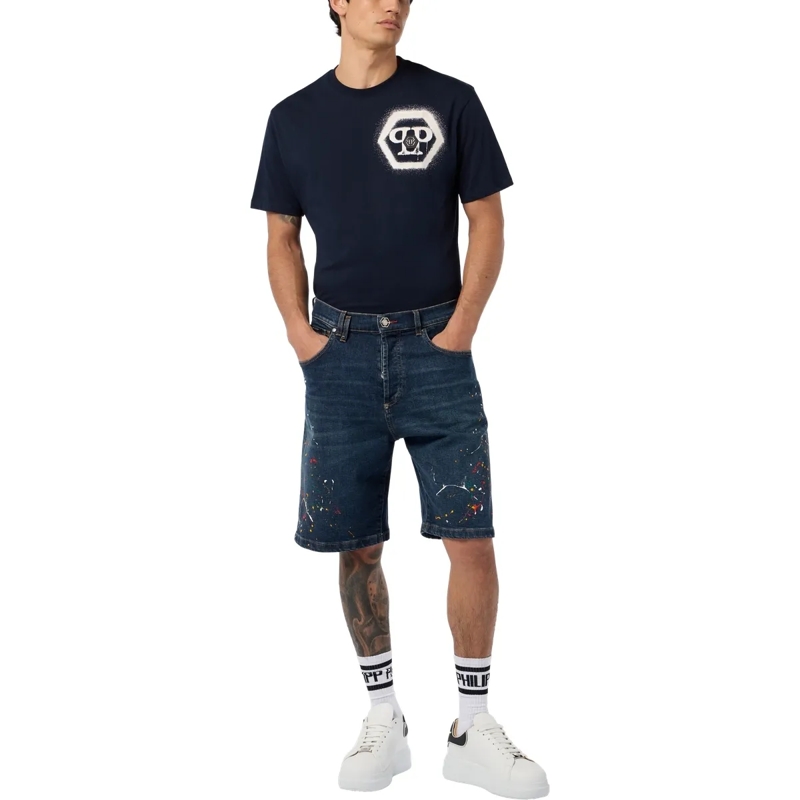 Philipp Plein Shorts Denim Shorts Paint blau(Image 4)